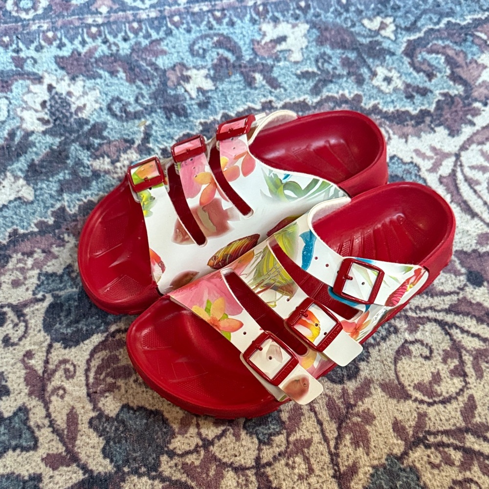 Birkenstock Red Floral Women's Sandals